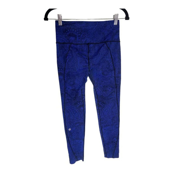 Lululemon Like Nothing 7/8 Tight Antique Paisley Sapphire Blue Black-sz 6 - Picture 2 of 7